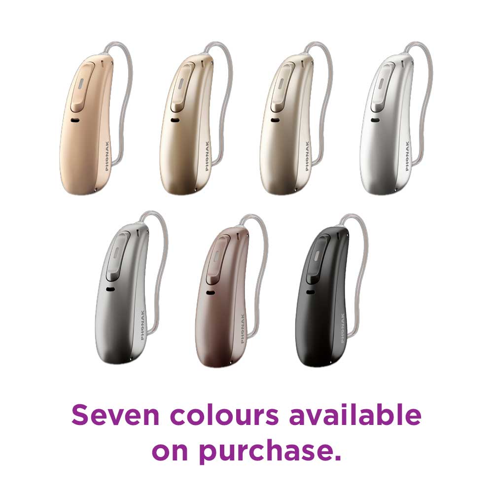 Seven Paradise hearing aid colours to choose from